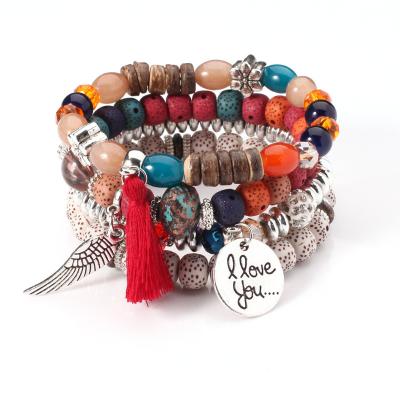 China Other retro trend wing elements imitate Bodhi beads style Bohemian bracelet for sale