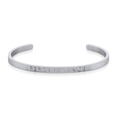 China Engraved High Quality 4mm FASHIONABLE Stainless Steel Perseverance Women Slap Bracelet Inspirational Jewelry Birthday Gift For Girls for sale