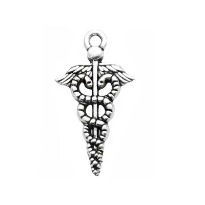 China Office / Career Cheap Zinc Alloy Metal Medical Symbol Caduceus Charms Nurse Doctor DIY Antique Silver Plated Pendant Jewelry Making for sale