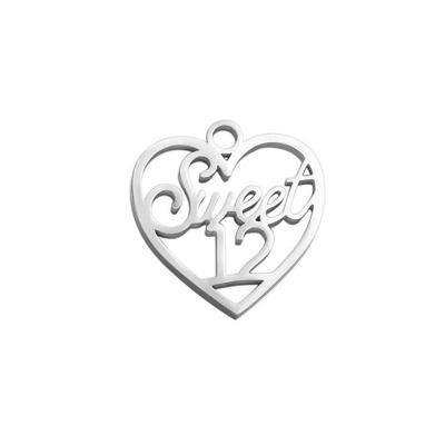 China Fashionable High Quality Stainless Steel Birthday Gifts Sweet 12 12th Year Old Charm Pendant For DIY Bracelets Jewelry for sale