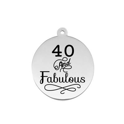 China Fashionable Polished Soft Stainless Steel High 40th Birthday Gifts Charm Fabulous Round Medal Engraved Pendant For Jewelry for sale