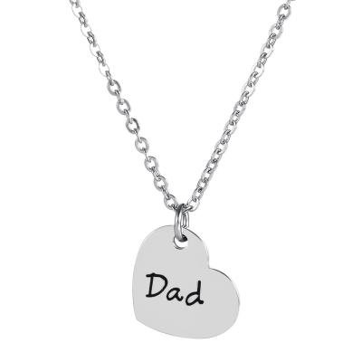 China FASHIONABLE Cheap Engraved Stainless Steel Dad Heart Necklace Men Pendant Gifts For Father's Day From Daughter for sale