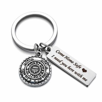 China Metal Coast Guard Charms Military Mens Key Chain Come Home Safe I Need You Here With Me Gift For Dad Father's Day Gift for sale