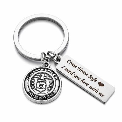 China Home Safe Came Metal Air Force Military Charms Key Chain I Need You Here With Me Gift For Dad Valentine's Day for sale