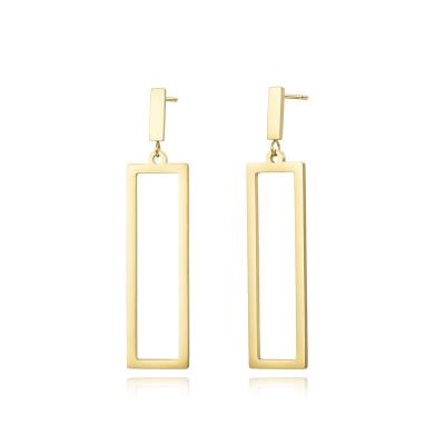 China FASHIONABLE simple gold plating geometric design hollow square circle charm earrings ladies fashion temperament rectangular stud for sale