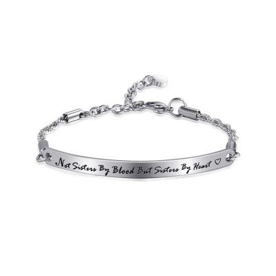 China CLASSIC Friendship Charm Bracelet Custom Lettering Adjustable Bar Sister The Long Curved Inspirational Bracelet for Women Girls for sale