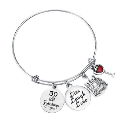 China TRENDY 30th Happy Birthday Gifts For Women Expandable Wire Charm Bracelet SouvenirsJewelry Gift Ideas for sale