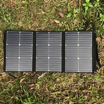 China Ourdoor Camping Hiking Foldable Solar Panel Charger 60W With DC 18V Output Solar Panels Suitcase For Portable Power Stations for sale