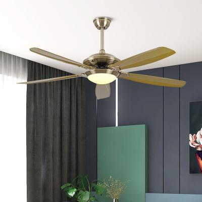 China Smart Modern 52 Inch Simple Modern Natural Wood Leaf Decoration LED Ceiling Fan Light for sale