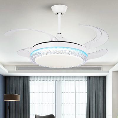 China Modern Remote Control Low Profile Stepless Dimming Closed Ceiling Fan Light With Invisible Blade Incorporated for sale