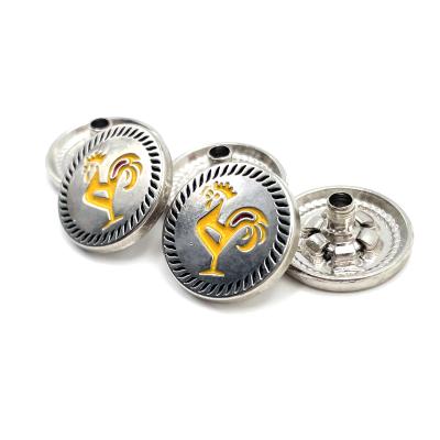 China Viable Brother OEM Logo 15mm Snap Buttons Design Round Press Brass Zinc Alloy Cover Custom Metal Snaps Buttons For Shirt Bag Clothing for sale