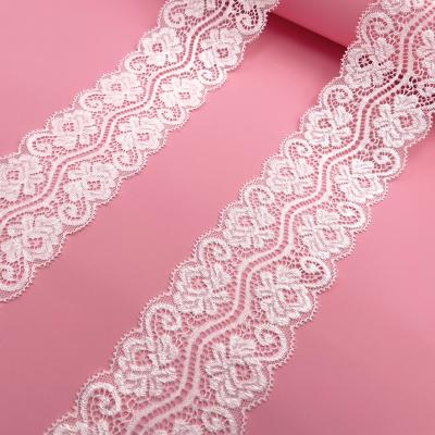 China 2022 New Product Wholesale Price Wedding Flower Bridal Spandex Viable Nylon 6.5cm Milk Stretch Lace Trim Silk Fabric For Clothing for sale