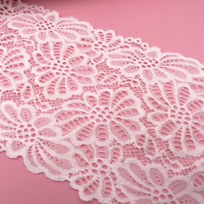 China 2022 New Design Factory Price Viable Spandex 15cm Nylon Flower Border Stretch Lace Trim Fabric For Clothing for sale