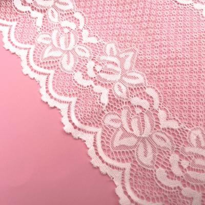 China 2022 New Design Factory Price Viable Spandex 18cm Nylon Flower Border Stretch Lace Trim Fabric For Clothing for sale