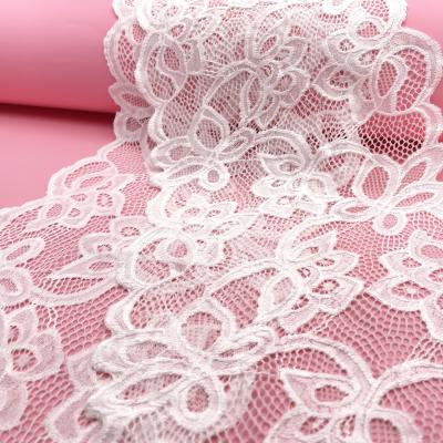 China 2022 New Factory Design Viable Spandex Flower 20cm Nylon Stretch Border Stretch Lace Trim Fabric For Clothing for sale