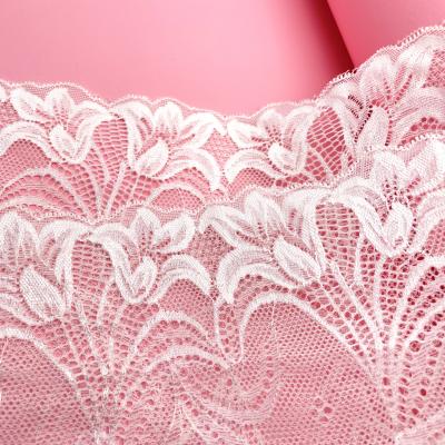 China 2022 New Design Viable Wholesale Price Spandex 20cm Flower Border Stretch Lace Trim Nylon Fabric For Clothing for sale