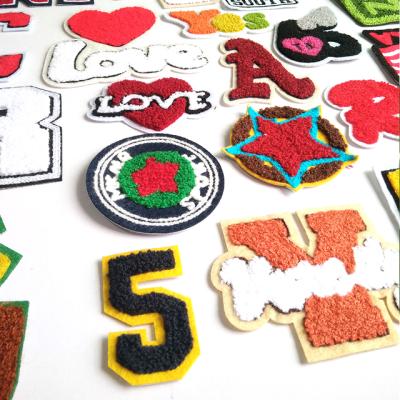 China Handmade Factory OEM Custom Letter Patches Embroidery Logo Chenille Patches For Clothing Bag Hat Shoes for sale