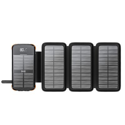 China 2022 Foldable Wireless Mobile Solar Charger Mobile Phone Charger Power Bank Waterproof Outdoor Traveling Power Bank for sale