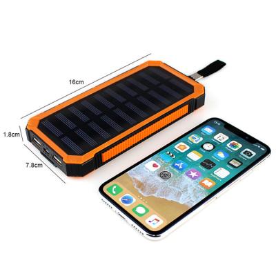 China Outdoor Traveling Custom Design 10000mAh Waterproof Slim Solar Power Bank Solar Panel Mobile Phone Charger Solar Power Bank for sale