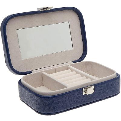 China Sustainable Low Price Leather Packaging Boxes Jewelry Gift Case With Mirror And Lock Jewelry Organizer for sale