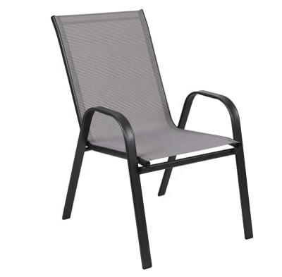 China Portable Garden Outdoor Dining Chairs Set of 2 Patio Bistro Chairs with Breathable Texlene Fabric and Metal Frame for sale