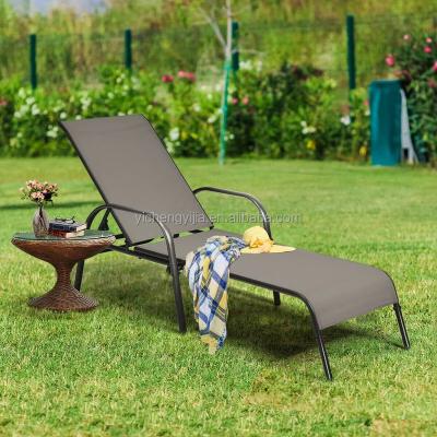 China Mesh Sun Daybed Rattan Convertible Lounge Sun Sofa Beach Iron Portable Tesling Outdoor Folding Bed for sale