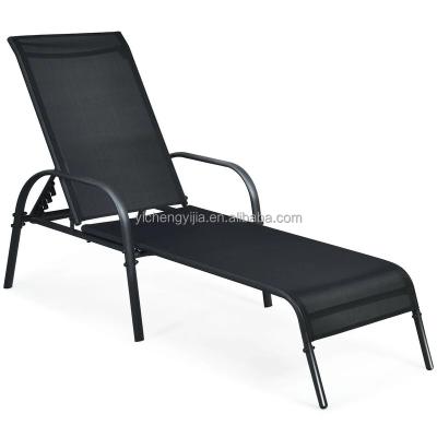 China Outdoor Beach Sun Portable Pool Leisure Furniture Sling Chair Lounge Chair With Footrest for sale