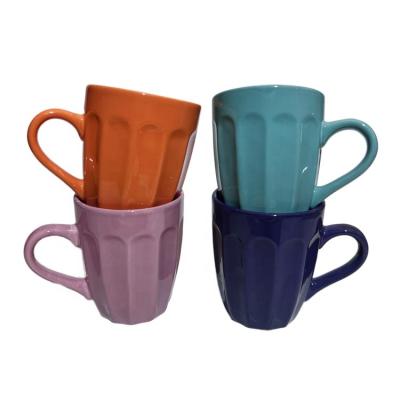 China Viable 12OZ COLORFUL RELIEF CUP CERAMIC CERAMIC CUSTOMIZED STONEWARE EMBOSSED MUG for sale