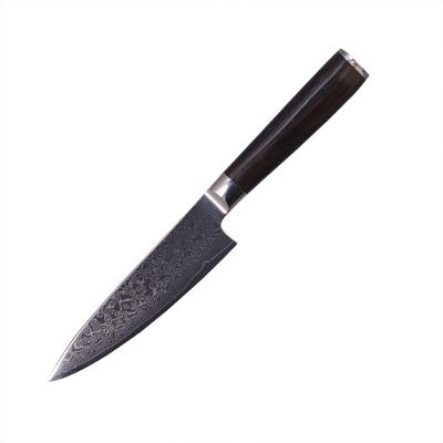 China Best Viable Qaulity VG-10 Damascus Ebony Wood Steel 5 Inch Paring Knife Fruit Knife Serving Knife for sale