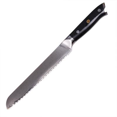 China High End Professional VG10 Viable Damascus 8 Inch Bread Knife Kitchen Knife With Serrated for sale