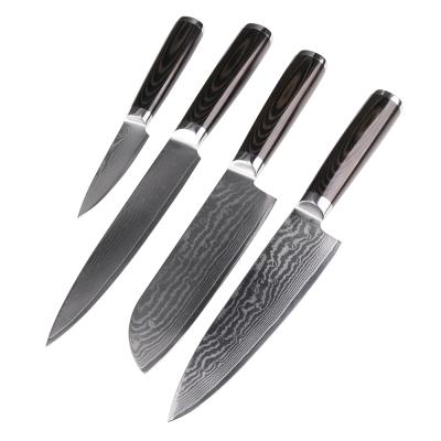 China OEM 4pcs ODM Damascus G10 Handle High Quality Viable Kitchen Knife Set for sale