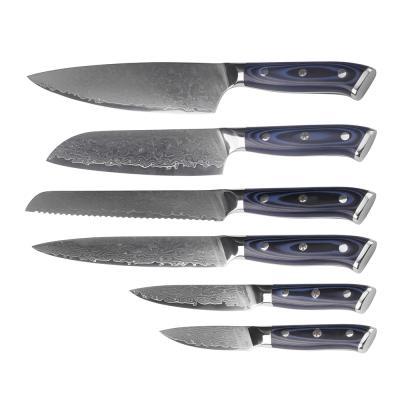 China Best Viable Professional Damascus 6pcs Stainless Steel Kitchen Knife Set for sale