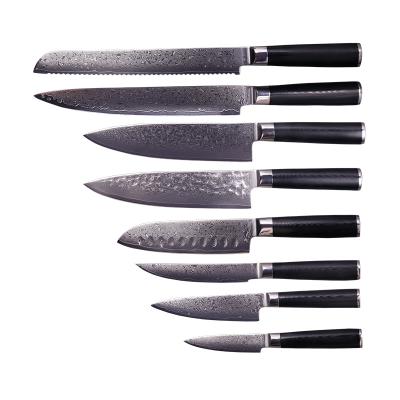 China 7Pcs Amazon Sustainable Success Damascus Group Of Ten Handle High End Steel Kitchen Knife Set for sale