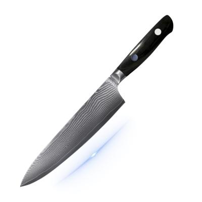 China Durable Professional VG-10 67 Layers Pakka Stainless Steel Wood 8 Inch Cooking Knife Damascus Chef Knife Kitchen Knife for sale