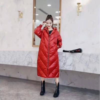 China 3 Colors Wholesale Anti-Shrink Keeping Winter Anti-Wrinkle Women Girl Warm Long Zippers Down Jacket for sale