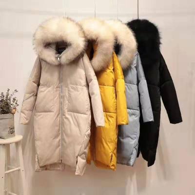 China 2020 anti-shrink the new winter long and thicken lady down jacket large feather hoodies there are four colors to choose from for sale