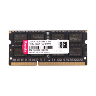 China 3 Years Warranty Ramsta Ram 8GB Black Notebook 1600MHz DDR3 Ram for Laptop for sale