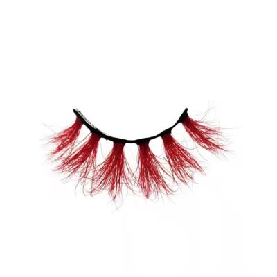 China Top Quality Korean Silk Synthetic Reusable Hair Colored Lashes Red Colored Eyelashes Dance Stage OEM ODM Wholesale and Seller for sale