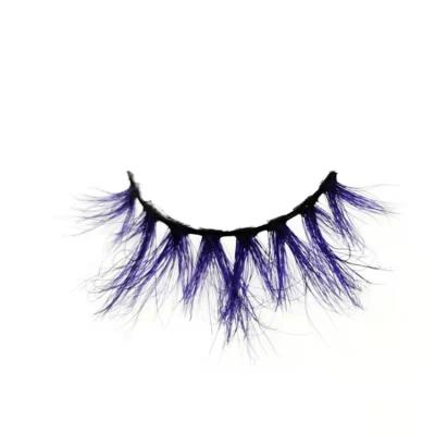 China Long Lasting Dark Blue Colored Silk Eyelashes Wholesale Custom Packaging Colored Red False Mink Fashion Eyelash Dance Hot Sale Occasion for sale