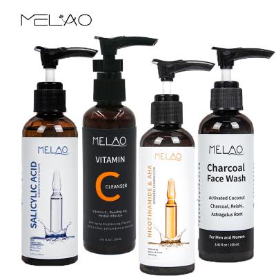 China MELAO Anti-Wrinkle Organic Foaming Men's Facial Wash Facial Cleanser Salicylic Charcoal Exfoliating Face Deep Pore Remover for sale