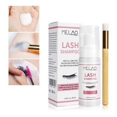 China MELAO Long Natural Vegan Lash Shampoo Concentrate Eyelash Foam Cosmetic Spray with Brush and Box Extension Wholesale Custom Lash for sale