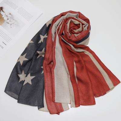 China Long Print Stars Stripe Scarf American Flag Style Female Scarf for sale