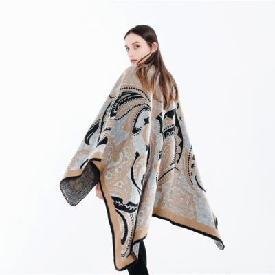 China Stripe 50% ACRYLIC NYLON Poncho Shawl Poncho Plaid Cape Customized Woman Knitted Colorful 50% Ladies Fashion Winter for sale