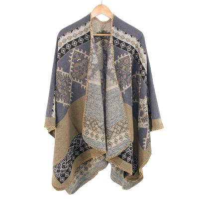 China Custom Made Luxury 100% Wool Cashmere Wool Poncho Cape Woman Girl Winter Poncho Shawl for home for sale