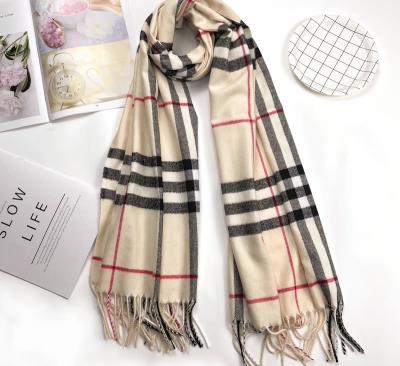 China Winter Pashmina Woman Shawl Neck Scarf Plaid Checked Imitation Polyester Wool Shawl Scarf 70x180cm Long for sale