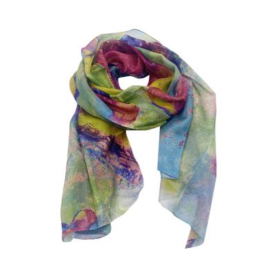 China Long Size 100% Silk Digital Printed Long Scarf For Women Fashion Scarf for sale