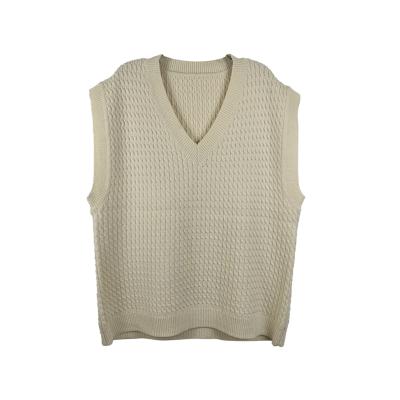 China Anti-wrinkle New Autumn And Winter Wear Knitted Vest Women's Loose V-Neck Sweater Sleeveless Vest for sale