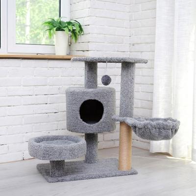 China Wooden Cat Tree or Large Cat Scratch Post Sustainable Treehouse Pet for sale