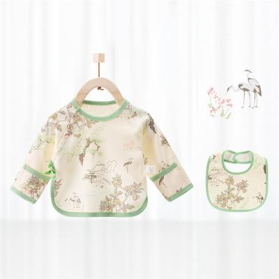 China Anti-wrinkle Hot Sale Baby Organic Cotton Tops Soft Breathable Chinese Style Print Organic Baby Cotton Top for sale