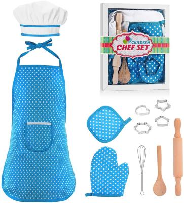 China Metal Kids Cooking Set Age 3-5, 11/13 Pcs Kids Aprons Toddler Chef Hat Apron Dress Up Chef Birthday Children's Day Gifts for sale